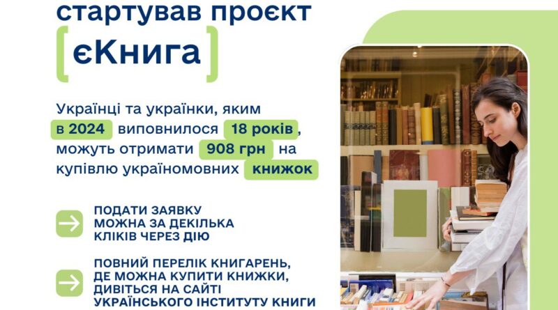 Стартував проєкт єКнига: державна підтримка для 18-річних українців на купівлю книжок